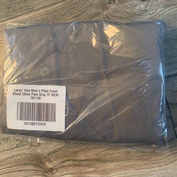 NWT LANDS' END MEN'S PLAIN FRONT BLEND CHINO PANTS GRAY 37 - Picture 6 of 8